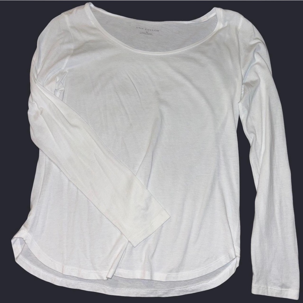 Ann Taylor White Long Sleeve Blouse